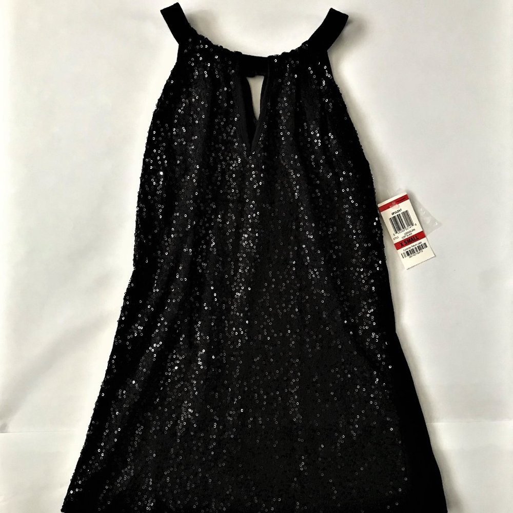 INC Sleeveless Sequin Front Top Key-Hole Back Black XS